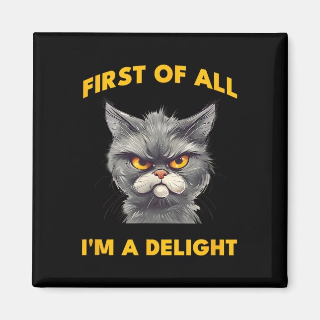 First Of All I Am A Delight Funny Sarcastic Angry  Magnet (Front)
