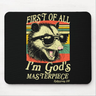 First Of All I’m God’s Masterece Raccoon Retro Ver Mouse Pad