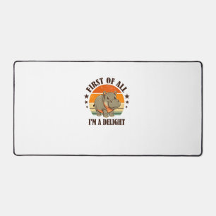 First Of All I'm a Delight Baby Hippo Moo Deng Lon Desk Mat