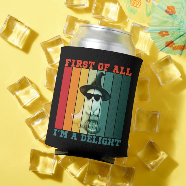 FIRST OF ALL I'M A DELIGHT FUNNY CUTE GHOST CAN COOLER (In Situ Summer)