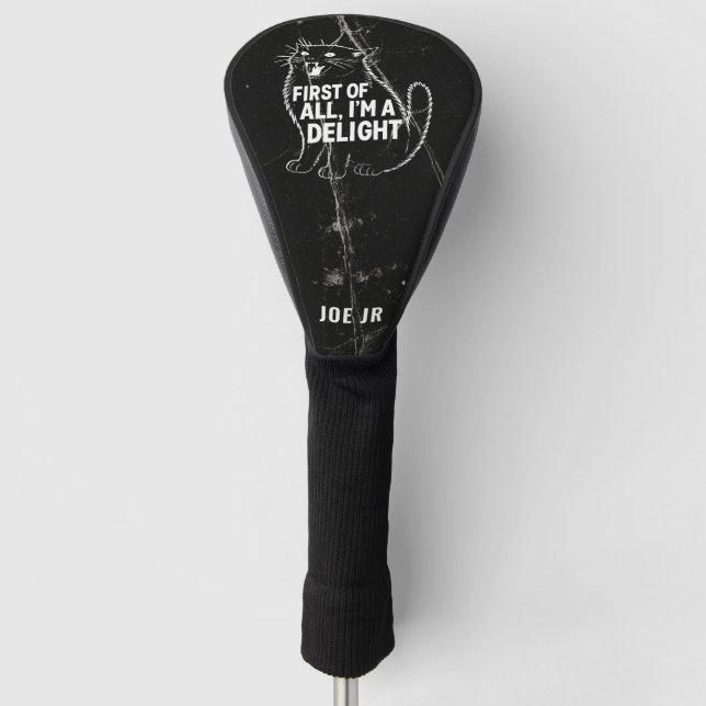 First Of All I'm A Delight Roaring Black Cat Golf Head Cover (Front)