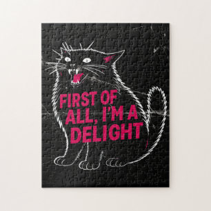 First Of All I'm A Delight Roaring Black Cat Jigsaw Puzzle