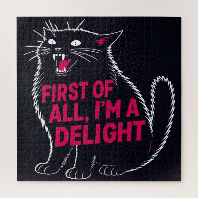 First Of All I'm A Delight Roaring Black Cat Jigsaw Puzzle (Vertical)