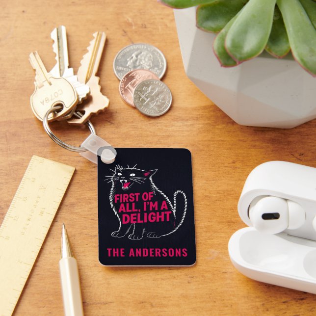 First Of All I'm A Delight Roaring Black Cat Keychain (Desk)