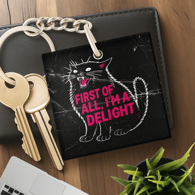 First Of All I'm A Delight Roaring Black Cat Keychain (Creator Uploaded)