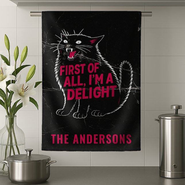 First Of All I'm A Delight Roaring Black Cat Kitchen Towel (Creator Uploaded)