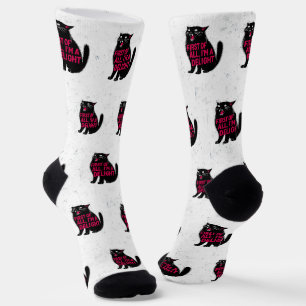 First Of All I'm A Delight Roaring Black Cat Socks