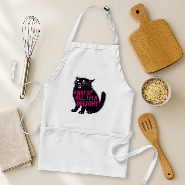 First Of All I'm A Delight Roaring Black Cat Standard Apron (Creator Uploaded)