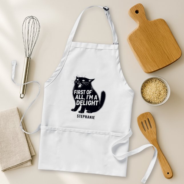 First Of All I'm A Delight Roaring Black Cat Standard Apron (Creator Uploaded)