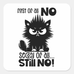 First Of All, No Funny Cat Lover Gift  Square Sticker