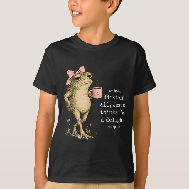 First Of Jesus Thinks A Delight Christian Frog T-Shirt (Front)