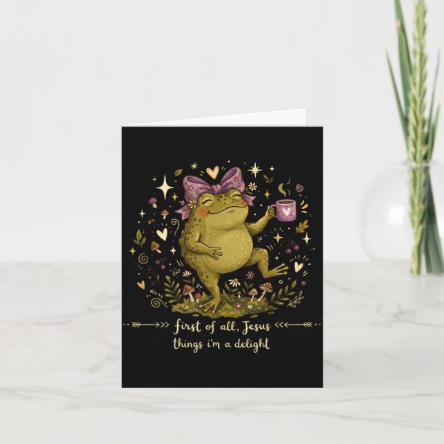 First Of Jesus Thinks A Delight Frog Meme Graphic Card (Front)
