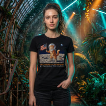 First Orange Cat on the Moon Astronaut Funny Retro