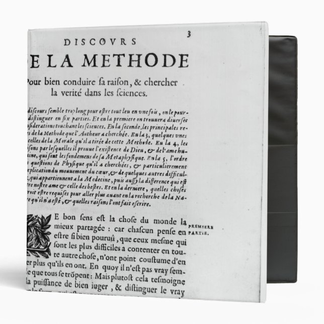 First page of 'Discours de la Methode' by Rene Binder (Front/Inside)