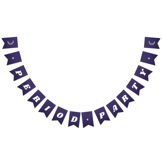 First Period Cute Dark Purple Groovy Lettering Bunting Flags (All)