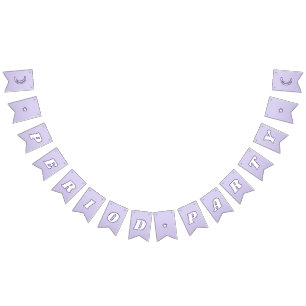 First Period Cute Lavender Purple Funky Lettering Bunting Flags