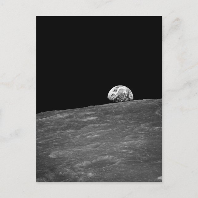 First Photograph of a Earthrise taken by Apollo 8 Postcard (Front)