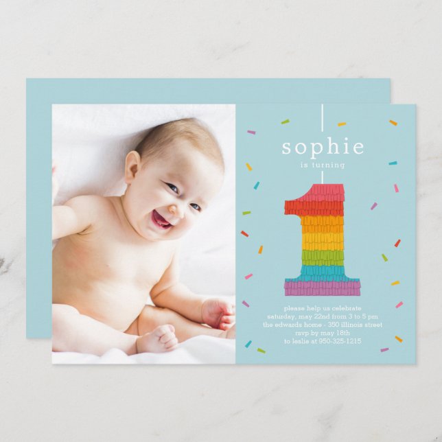 First Piñata Baby First Birthday Party Invitation (Front/Back)