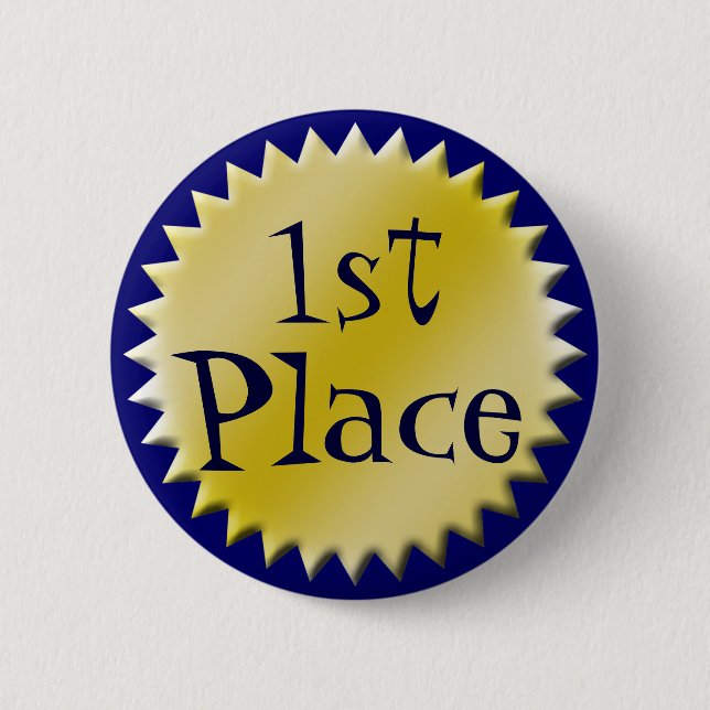 First Place Award Button, Customizable 2 Inch Round Button (Front)
