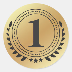 First Place Honour Gold Medal With Gold Gradient Classic Round Sticker