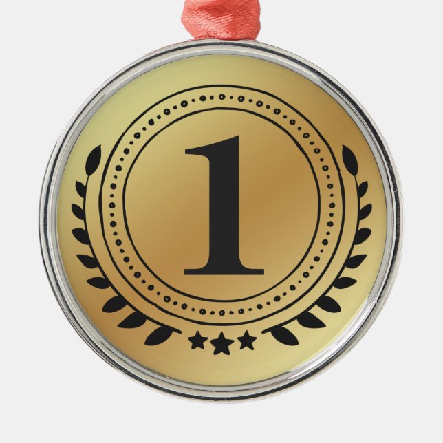 First Place Honour Gold Medal With Gold Gradient Metal Ornament (Front)