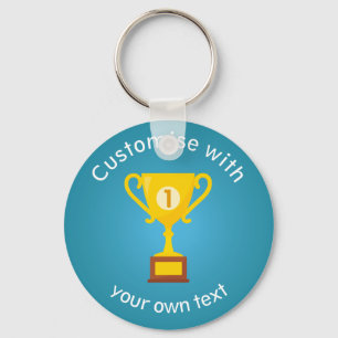 First Place Trophy Custom Text Keychain