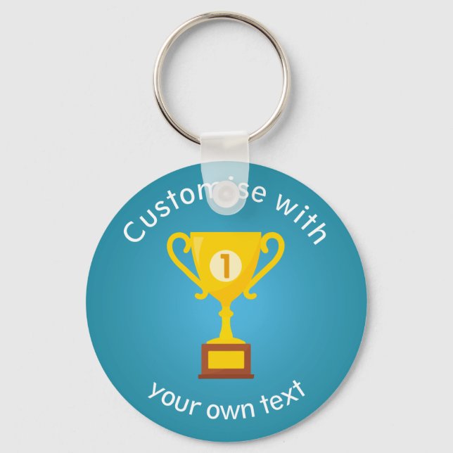 First Place Trophy Custom Text Keychain (Front)