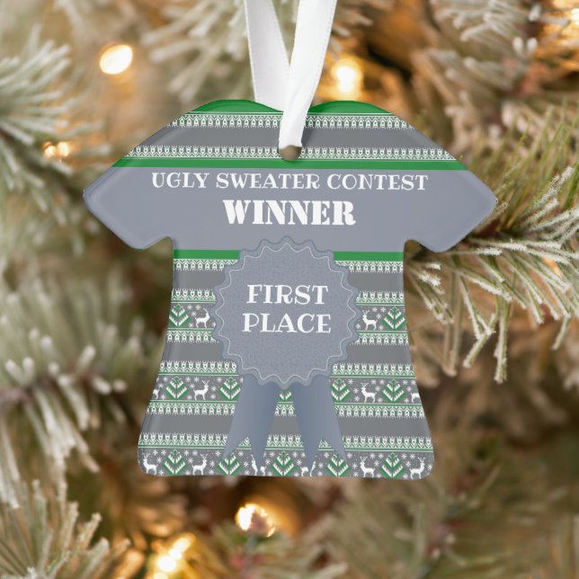 First Place Ugly Christmas Sweater Contest Winner Ornament (Tree)