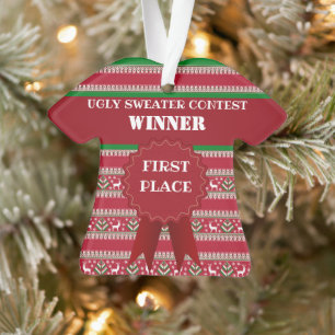 First Place Ugly Christmas Sweater Contest Winner Ornament