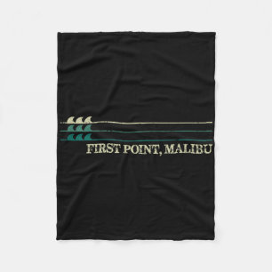 First Point Malibu Break Surfing Retro Wave Fleece Blanket
