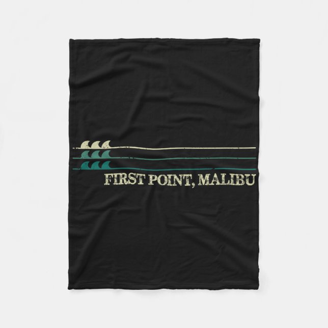 First Point Malibu Break Surfing Retro Wave  Fleece Blanket (Front)