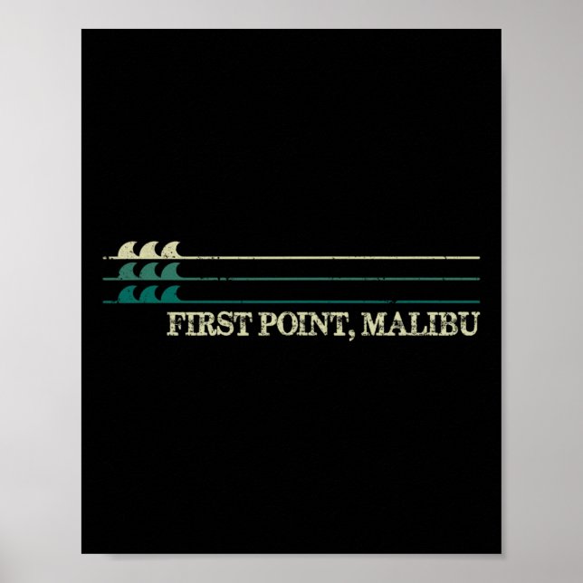 First Point Malibu Break Surfing Retro Wave  Poster (Front)