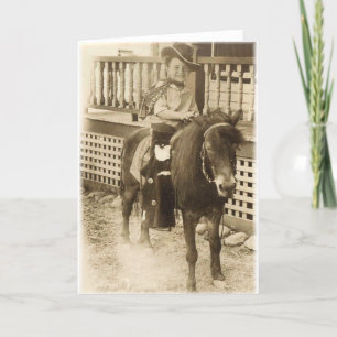 First Pony Ride_Old Fashioned Photo-card Card