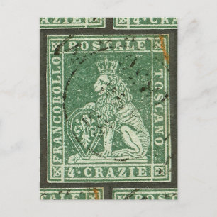 First postage stamp - Tuscany (1851) Postcard