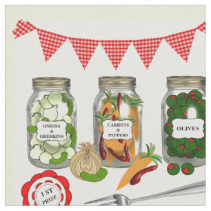 First Prize Home Made Pickles Theme Fabric
