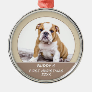 First Puppy Christmas Personalized Pet Photo Metal Ornament