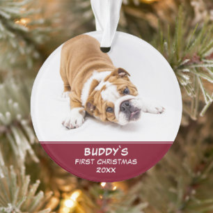 First Puppy Christmas Red Pet Photo Ornament