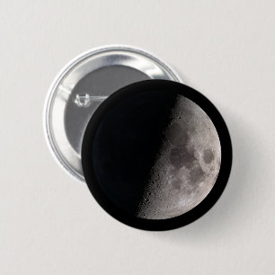First quarter moon phase 2 inch round button