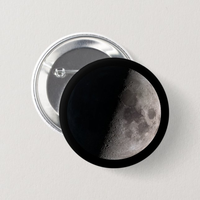 First quarter moon phase 2 inch round button (Front & Back)