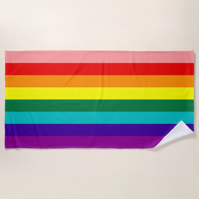 First Rainbow Pride Flag Beach Towel (Front)