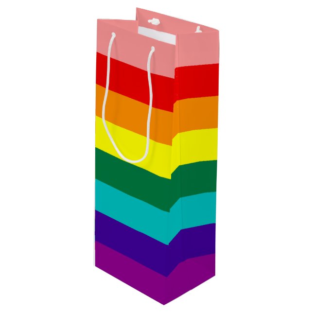 First Rainbow Pride Flag Wine Gift Bag (Front Angled)
