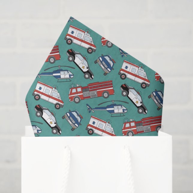 First Responder Decoupage Paper, Emergency Rescue Tissue Paper (Gift Bag)