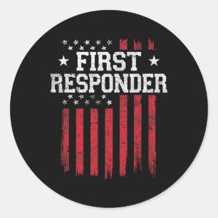 First Responder Proud American Flag Usa Patriot Pa Classic Round Sticker