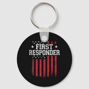 First Responder Proud American Flag Usa Patriot Pa Keychain