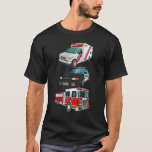 First Responders Police Car Fire Truck Ambulance K T-Shirt