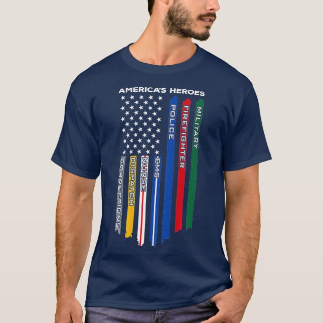 First Responders  Police Military Firefighter T-Shirt (Front)