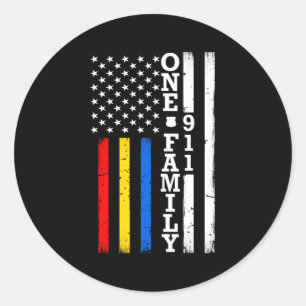 First Responders Thin Red Gold Blue Line Flag Classic Round Sticker