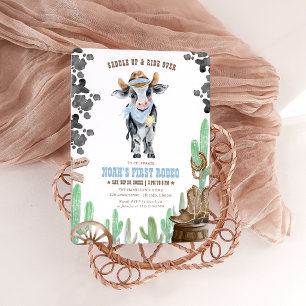 First Rodeo 1st Birthday Baby Cow Invitation
