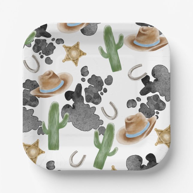 First Rodeo 1st Birthday Baby Cow Paper Plates (Front)