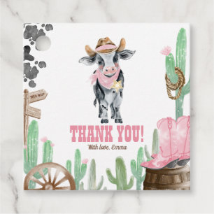 First Rodeo 1st Birthday Baby Cow Thank You Favour Tags